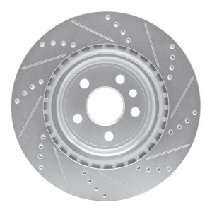 Jaguar F-Pace Brake Rotor (1) - Rear Left - R1 Concepts - Drilled & Slotted - Silver - `17-`20